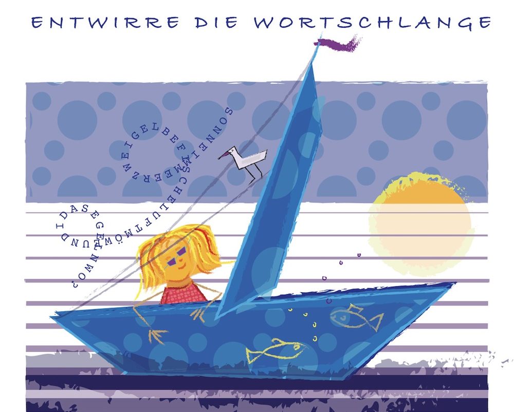 Entwirre die Wortschlange – Illustration von Manuela Rose